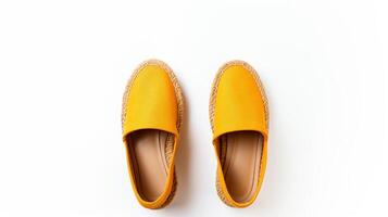 AI generated Amber Espadrilles shoes isolated on white background with copy space for advertisement. Generative AI photo