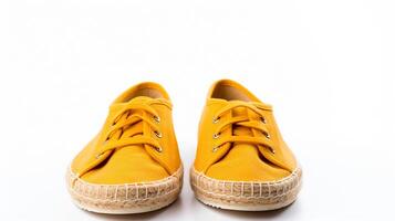 AI generated Amber Espadrilles shoes isolated on white background with copy space for advertisement. Generative AI photo