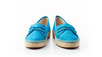 AI generated Blue Espadrilles shoes isolated on white background with copy space for advertisement. Generative AI photo