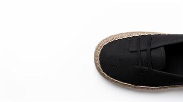 AI generated Black Espadrilles shoes isolated on white background with copy space for advertisement. Generative AI photo