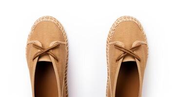 AI generated Brown Espadrilles shoes isolated on white background with copy space for advertisement. Generative AI photo