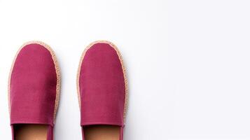 AI generated Maroon Espadrilles shoes isolated on white background with copy space for advertisement. Generative AI photo