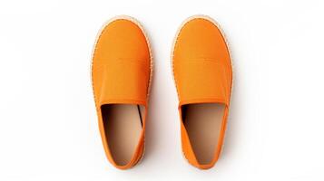 AI generated Orange Espadrilles shoes isolated on white background with copy space for advertisement. Generative AI photo