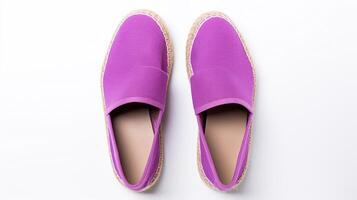 AI generated Purple Espadrilles shoes isolated on white background with copy space for advertisement. Generative AI photo