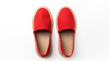 AI generated Vermilion Espadrilles shoes isolated on white background with copy space for advertisement. Generative AI photo