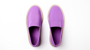 AI generated Violet Espadrilles shoes isolated on white background with copy space for advertisement. Generative AI photo