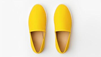 AI generated Yellow Espadrilles shoes isolated on white background with copy space for advertisement. Generative AI photo