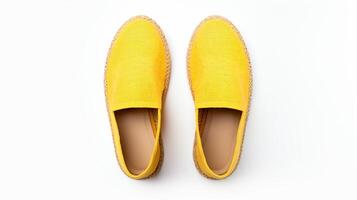 AI generated Yellow Espadrilles shoes isolated on white background with copy space for advertisement. Generative AI photo