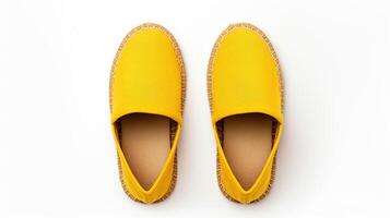 AI generated Yellow Espadrilles shoes isolated on white background with copy space for advertisement. Generative AI photo