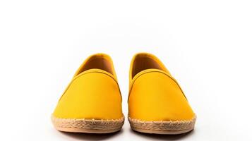 AI generated Yellow Espadrilles shoes isolated on white background with copy space for advertisement. Generative AI photo