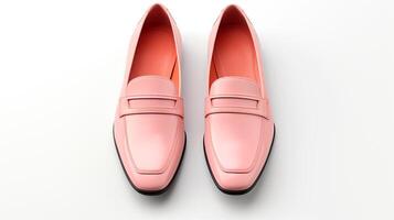 AI generated Peach Loafers shoes isolated on white background with copy space for advertisement. Generative AI photo
