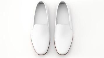 AI generated White Loafers shoes isolated on white background with copy space for advertisement. Generative AI photo