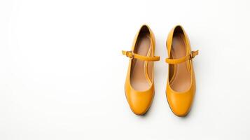 AI generated Amber Mary Janes shoes isolated on white background with copy space for advertisement. Generative AI photo