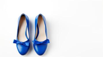 AI generated Blue Mary Janes shoes isolated on white background with copy space for advertisement. Generative AI photo