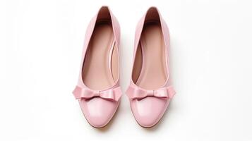 AI generated Pink Mary Janes shoes isolated on white background with copy space for advertisement. Generative AI photo