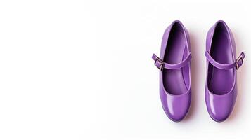 AI generated Purple Mary Janes shoes isolated on white background with copy space for advertisement. Generative AI photo