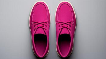 ai generado magenta mocasines Zapatos aislado en blanco antecedentes con Copiar espacio para anuncio publicitario. generativo ai foto