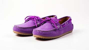 AI generated Purple Moccasins shoes isolated on white background with copy space for advertisement. Generative AI photo