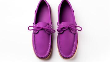AI generated Violet Moccasins shoes isolated on white background with copy space for advertisement. Generative AI photo