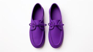 AI generated Violet Moccasins shoes isolated on white background with copy space for advertisement. Generative AI photo