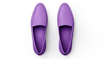 ai generado Violeta mocasines Zapatos aislado en blanco antecedentes con Copiar espacio para anuncio publicitario. generativo ai foto