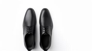 AI generated Black Oxfords shoes isolated on white background with copy space for advertisement. Generative AI photo