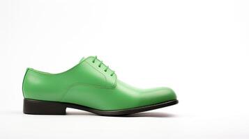 AI generated Green Oxfords shoes isolated on white background with copy space for advertisement. Generative AI photo