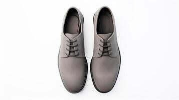 AI generated Grey Oxfords shoes isolated on white background with copy space for advertisement. Generative AI photo