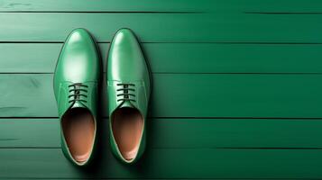 ai generado verde Oxford Zapatos aislado en blanco antecedentes con Copiar espacio para anuncio publicitario. generativo ai foto