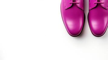 ai generado magenta Oxford Zapatos aislado en blanco antecedentes con Copiar espacio para anuncio publicitario. generativo ai foto