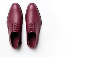 AI generated Maroon Oxfords shoes isolated on white background with copy space for advertisement. Generative AI photo