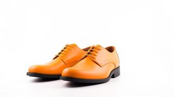 AI generated Orange Oxfords shoes isolated on white background with copy space for advertisement. Generative AI photo