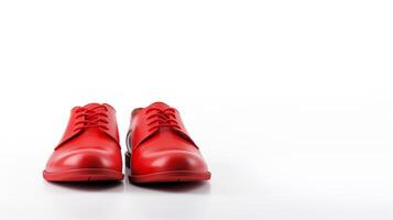 AI generated Red Oxfords shoes isolated on white background with copy space for advertisement. Generative AI photo