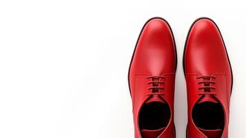 AI generated Red Oxfords shoes isolated on white background with copy space for advertisement. Generative AI photo