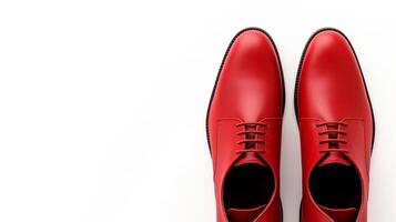 AI generated Red Oxfords shoes isolated on white background with copy space for advertisement. Generative AI photo