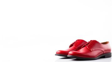 AI generated Red Oxfords shoes isolated on white background with copy space for advertisement. Generative AI photo