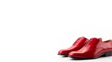 AI generated Red Oxfords shoes isolated on white background with copy space for advertisement. Generative AI photo