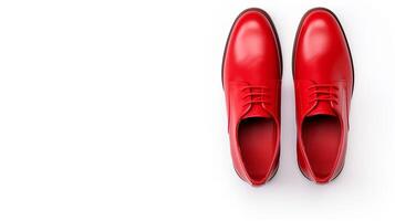AI generated Red Oxfords shoes isolated on white background with copy space for advertisement. Generative AI photo
