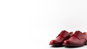 AI generated Red Oxfords shoes isolated on white background with copy space for advertisement. Generative AI photo