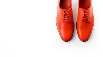 AI generated Vermilion Oxfords shoes isolated on white background with copy space for advertisement. Generative AI photo