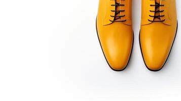 ai generado amarillo Oxford Zapatos aislado en blanco antecedentes con Copiar espacio para anuncio publicitario. generativo ai foto