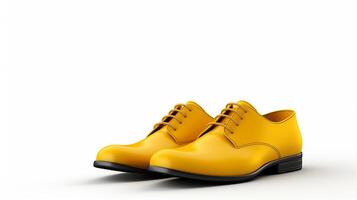AI generated Yellow Oxfords shoes isolated on white background with copy space for advertisement. Generative AI photo