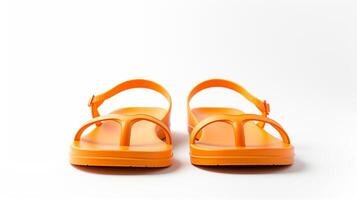 AI generated Orange Sandals shoes isolated on white background with copy space for advertisement. Generative AI photo