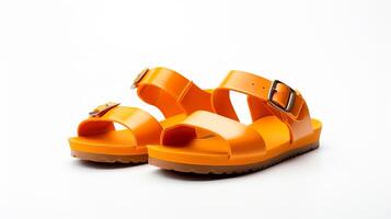 AI generated Orange Sandals shoes isolated on white background with copy space for advertisement. Generative AI photo