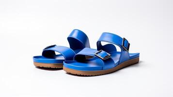 ai generado azul sandalias Zapatos aislado en blanco antecedentes con Copiar espacio para anuncio publicitario. generativo ai foto