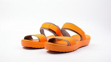 AI generated Orange Sandals shoes isolated on white background with copy space for advertisement. Generative AI photo