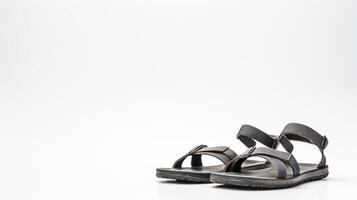 AI generated Charcoal Sandals shoes isolated on white background with copy space for advertisement. Generative AI photo