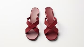 AI generated Maroon Sandals shoes isolated on white background with copy space for advertisement. Generative AI photo