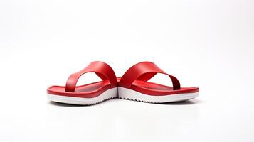 AI generated Red Sandals shoes isolated on white background with copy space for advertisement. Generative AI photo