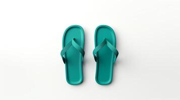 AI generated Teal Sandals shoes isolated on white background with copy space for advertisement. Generative AI photo